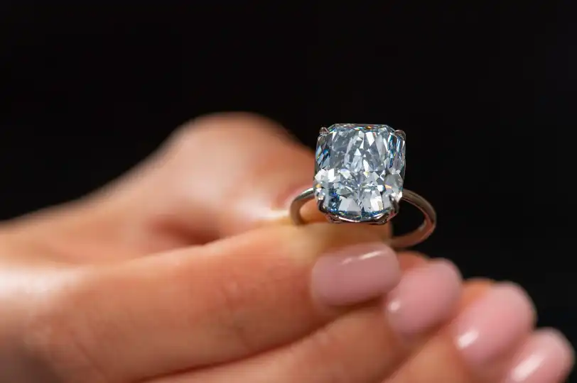 Bidding war sends rare ‘Mediterranean Blue’ diamond to $21.5 million at Sotheby’s auction, but not everyone’s dazzled